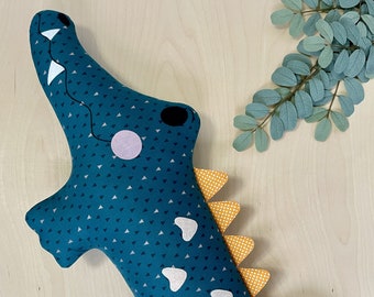 Alligator Nursery Pillow: Handmade Cotton Crocodile Cushion, Kids Room Decor, Jungle Themed Nursery