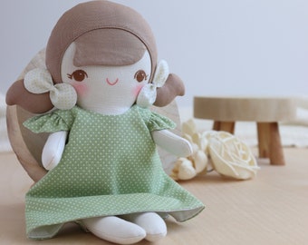 Handmade Heirloom Cloth Doll: Embroidered Face, Removable Dress