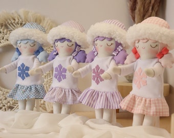 Handmade Fabric Snow Doll: Heirloom Winter Bonnet Doll