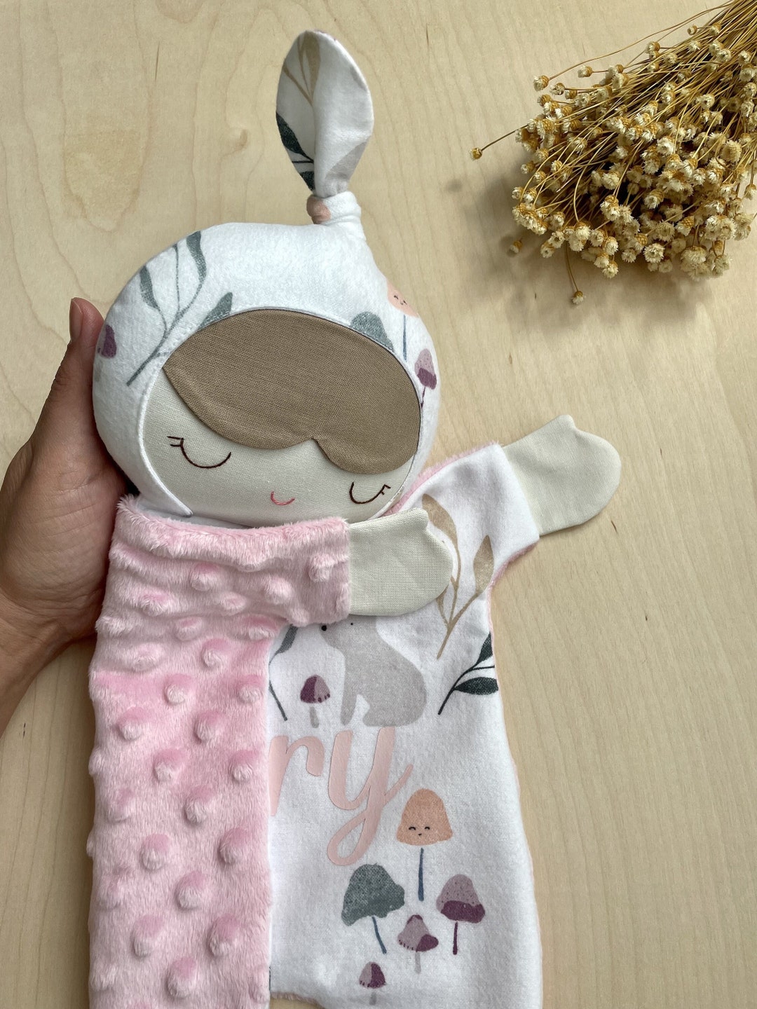 Baby Doll Lovey Blanket, Personalized Lovey Blanket for Babygirl, Baby