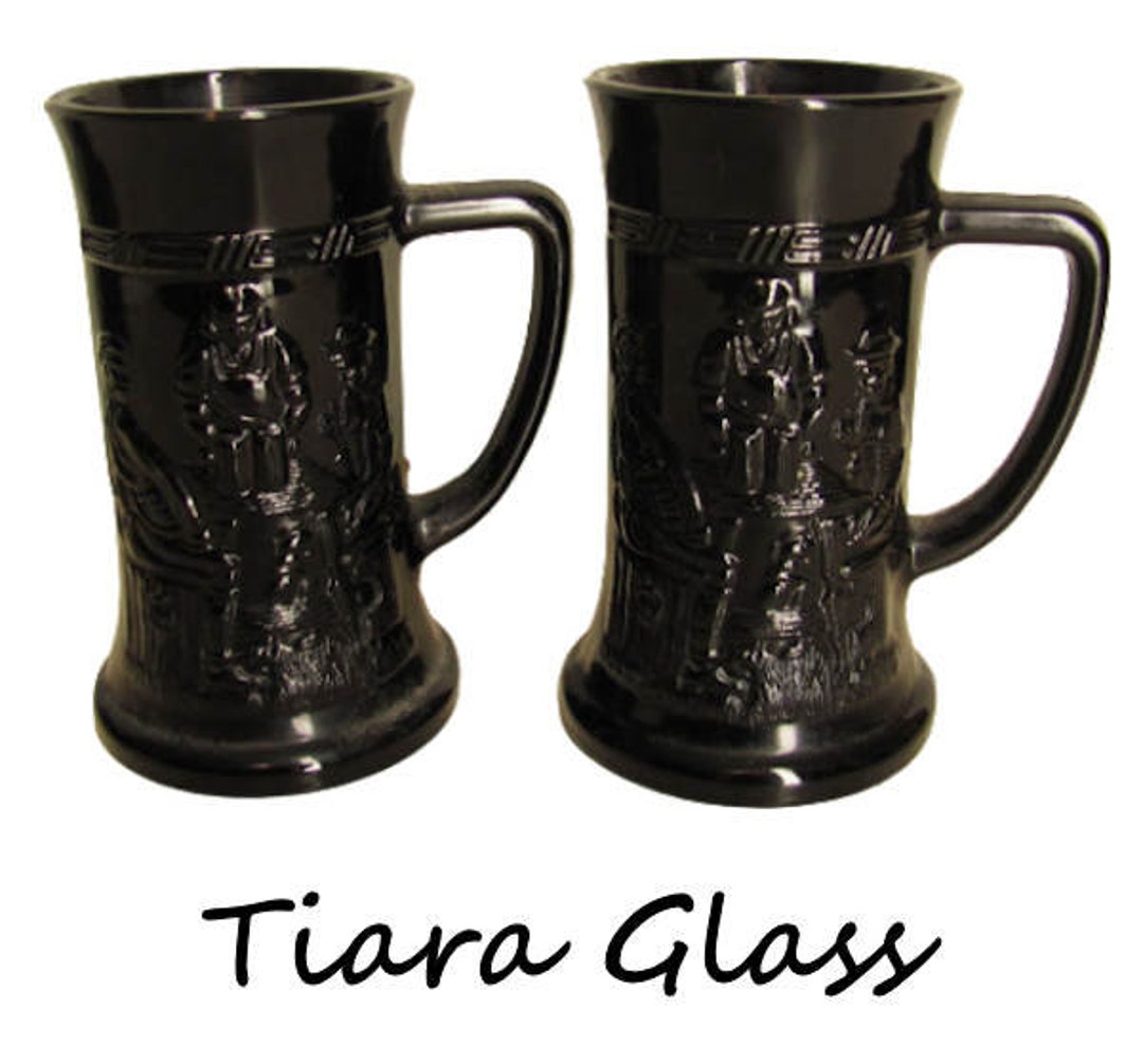 NEW Black Tiara Pressed Glass Amethyst Tavern Beer Mug Tall Etsy UK