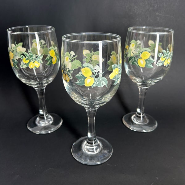 Vintage Royal Norfolk LEMON Wine Glass Glassware Yellow Green on Clear