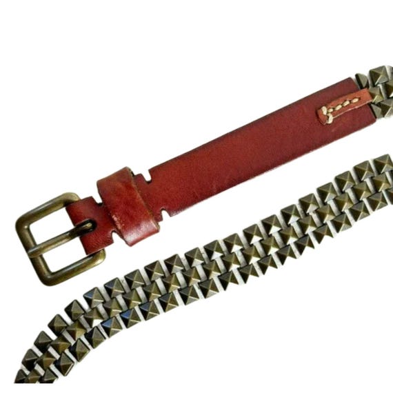 Vintage Leather Belt chain stud detail s-l400.jpg main image 2