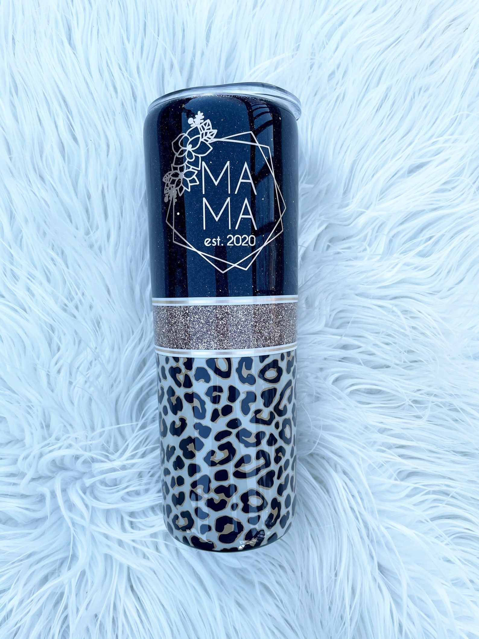 Mama glitter tumbler leopard print mama tumbler mama est Etsy