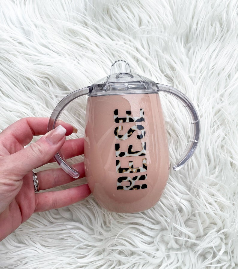 leopard print sippy cup girl mom gift blush sippy cup toddler gift gift for toddler custom sippy girls Customized sippy cup