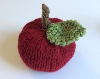 Hand-Knit Red Apple, Fall Decor, Apple Gift, Knit Apple, Apple Decor, Fall Gifts