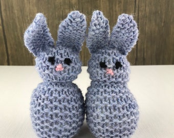Knit Rabbit Toy, Gray Bunny Stuffed Animal, Crochet Bunny Lovey, Woodland Baby Shower Gift, Easter Basket Stuffers for Kids, Easter Gifts