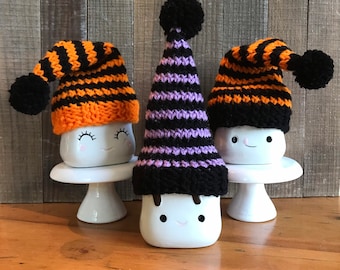 Sombreros de taza de malvavisco de Halloween, decoración de bandeja de nivel de otoño, decoración de granja de otoño, sombreros de otoño de punto, decoración de otoño, decoración de otoño de moda, decoración de cosecha