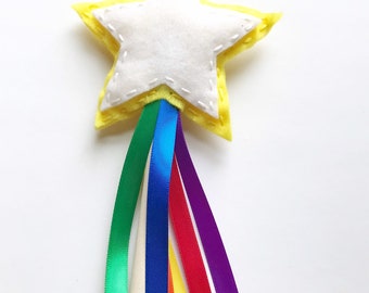 Rainbow Star Wand for Girls, Cute Stocking Stuffers for Toddler Girls Christmas Gifts for Little Girls, Fairy Wands for Kids, Dress Up For