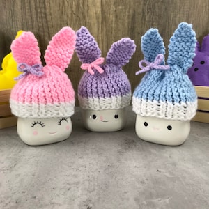 Marshmallow Mug Bunny Ears Hat, Bunny Rabbit Spring Decorations, Knitted Easter Hats, Tier Tray Decor, Easter Decor, Easter Gifts for Her