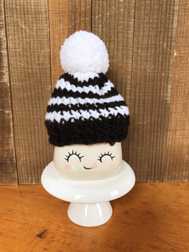 Marshmallow Mug Monochrome Hats Knitted Monochrome Hat Etsy