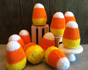 Knit Candy Corn, Fall Decor, Handmade Gift, Fall Gifts, Hostess & Housewarming Gifts