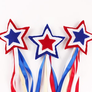 Patriotic Felt Star Wand, Easter Basket Stuffers for Toddlers, Fairy Wizard Felt Wands, Pretend Play Magical Toys, Birthday Princess Wand