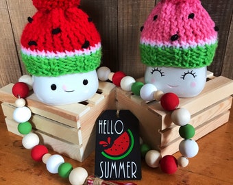 Marshmallow Mug Watermelon Hats, Summer Decorations, Knitted