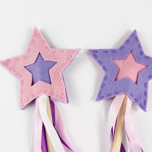 Fairy Wands for Kids, Pink Star Wand, Dress Up Accessories for Girls, Cute Stocking Stuffers for Little Girls, Christmas Gifts for Toddlers