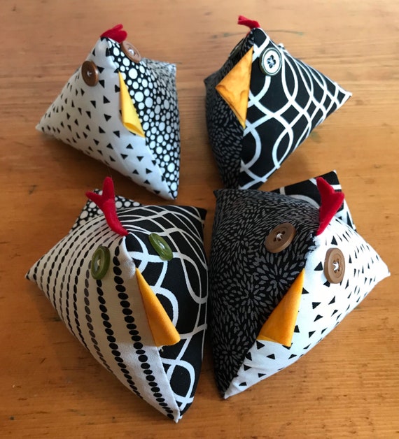 Chicken Pin Cushions, Novelty Pincushion, Fabric Pin Cushions