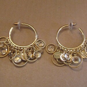 Vintage R.J. Graziano Big Chunky Circles and Coin Design CZ Hoop Pierced Earrings Brand New with Papers