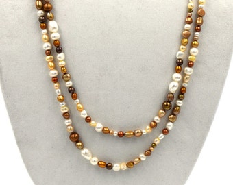 Gorgeous Genuine Multi Color Freshwater Pearls Long 70" Necklace