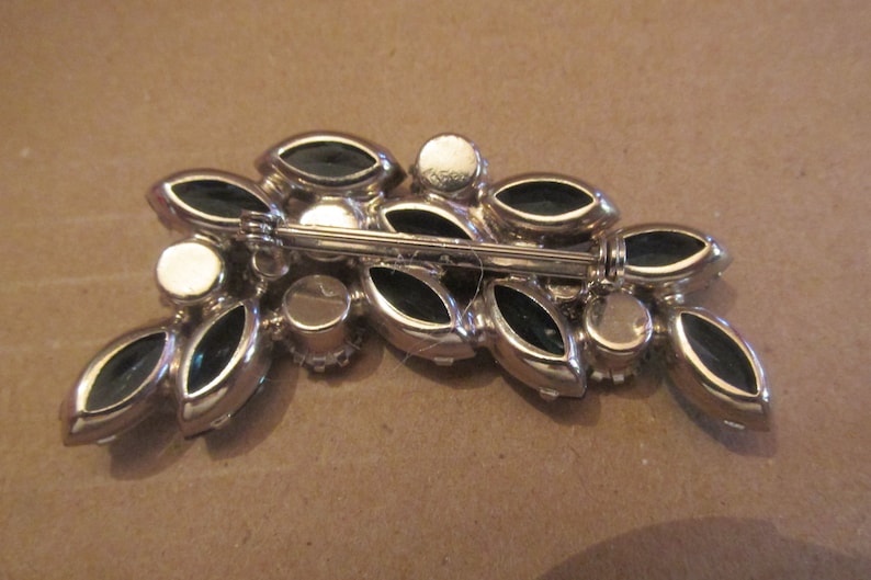 Gorgeous D/&E Juliana Blue and White Rhinestone Brooch with Matching Earrings