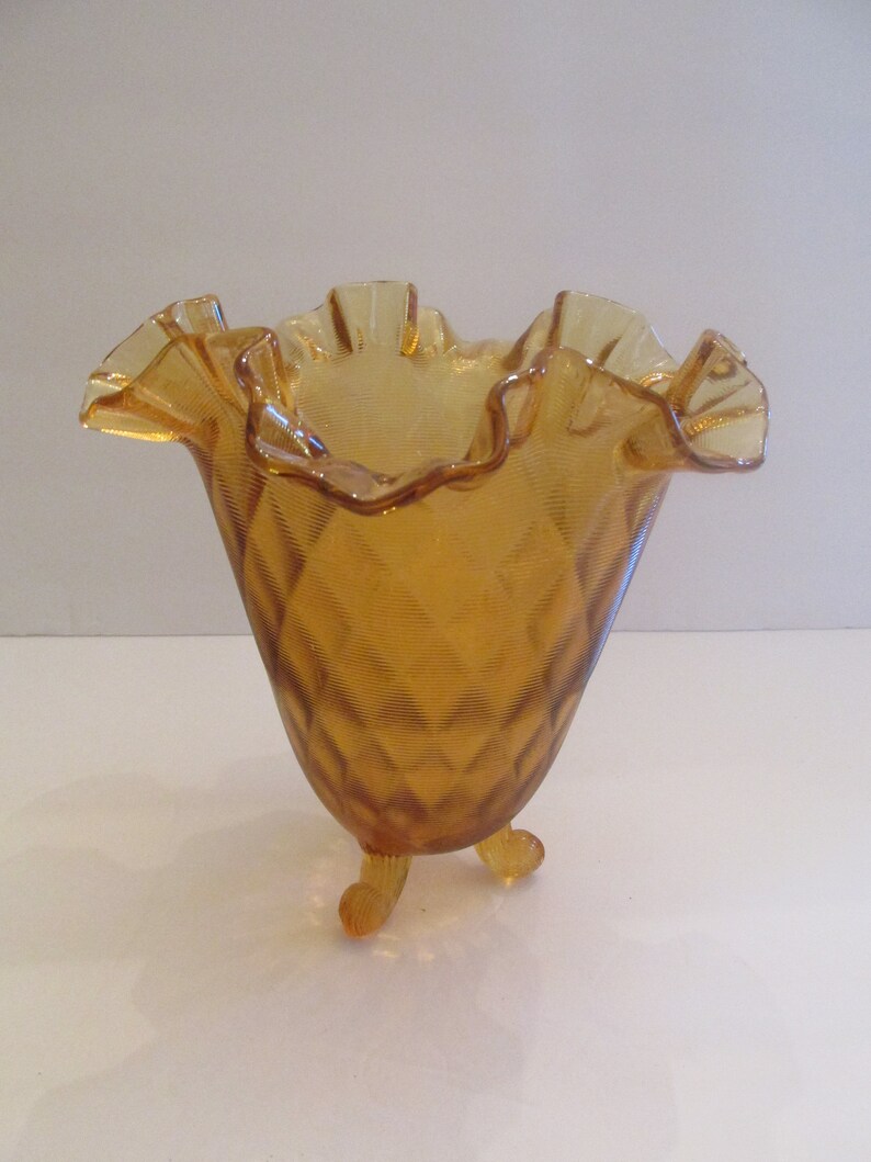 Fenton Marigold Carnival Glass 3 Legged Large Vase Etsy