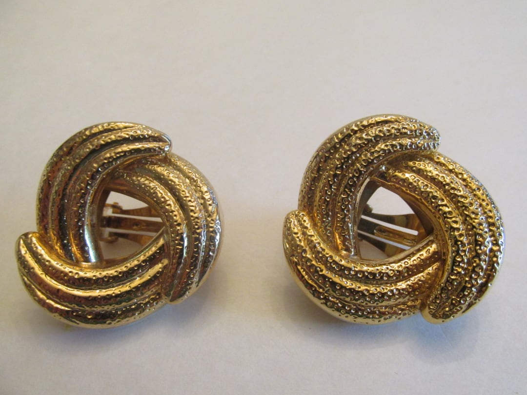 Big Bold Vintage Overlap Rope Design Clip Earrings - Etsy