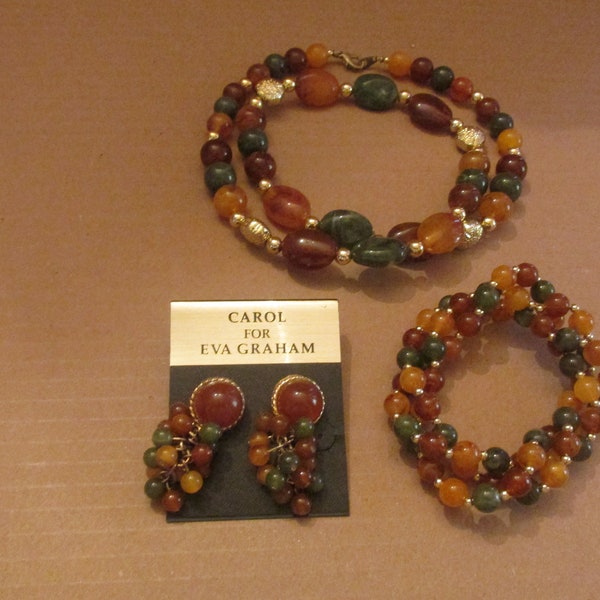 Carol for Eva Graham 3 Piece Set-Necklace, Bracelet, Earrings Brand New