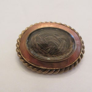 Antique Victorian Gold Woven Hair Mourning Pin Brooch