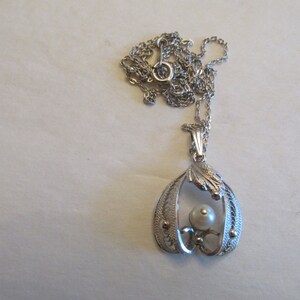 Vintage Sorrento Filigree Sterling Silver and Faux Pearl Pendant Necklace
