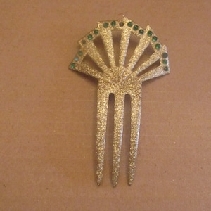 Edwardian Glittery Celluloid en Rijnsteen Haarkam