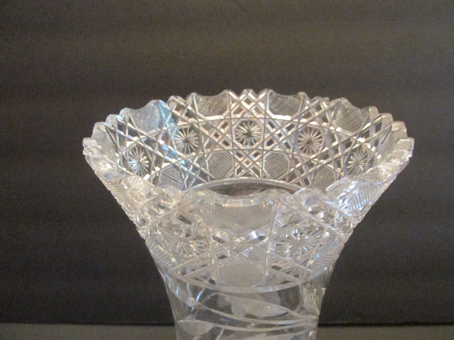 Frosted Etched Glass Flower Design Vase Etsy