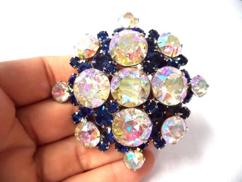 Gorgeous Vintage Juliana Huge Aurora Borealis Rhinestone Brooch image 3