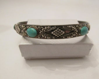 Vintage Sterling Silver 925 Heavy Chunky Bangle Bracelet made in Indonesia (42 grams)