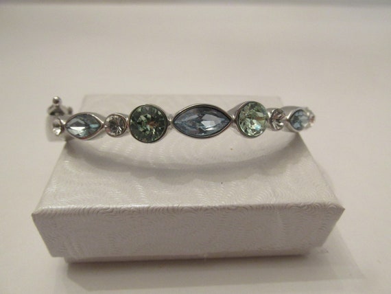 Vintage Givenchy Signed Rhinestone & Silvertone Bangle Bracelet - Etsy