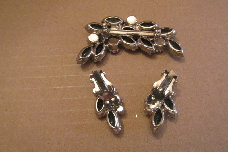 Gorgeous D/&E Juliana Blue and White Rhinestone Brooch with Matching Earrings
