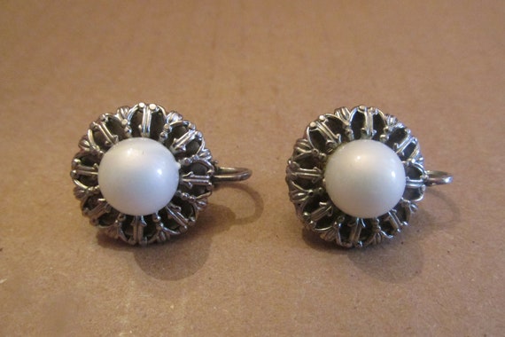 Vintage Dalsheim Pearl Silver Tone Clip Earrings Etsy