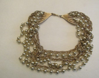 Vintage Signed Coro 6 Strand Bead and Ball Necklace