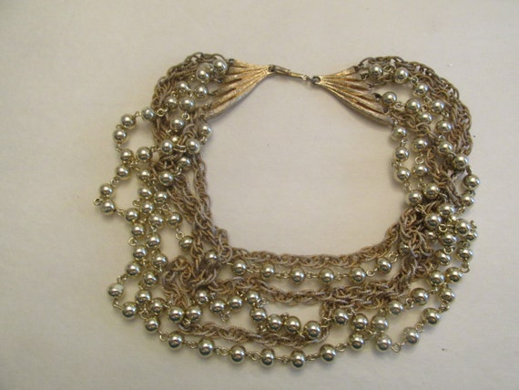 Vintage Signed Coro 6 Strand Bead and Ball Neckla… - image 1