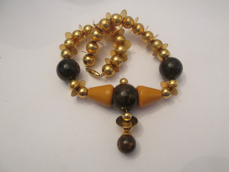 Stunning Vintage Chunky Boho Bakelite Big Beaded Necklace