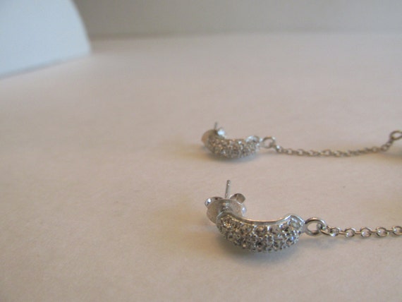 Stunning Vintage Sterling Silver & CZ Dangle Earr… - image 2