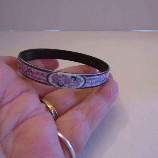 Gorgeous Signed Michaela Frey Made in Austria Shades of Purple Floral Bangle Bracelet