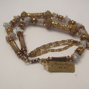 Stunning Stanley Hagler Vintage Signed Single Strand Ornate Filigree & Stone Chips Necklace Brand New with Original Tag