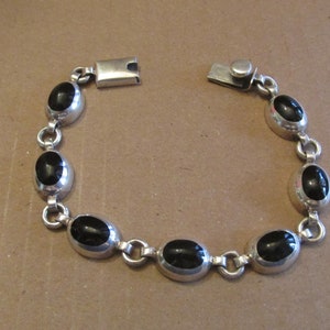Mexico 925  Chunky Onyx and Sterling Bracelet   8" (31.2 grams)