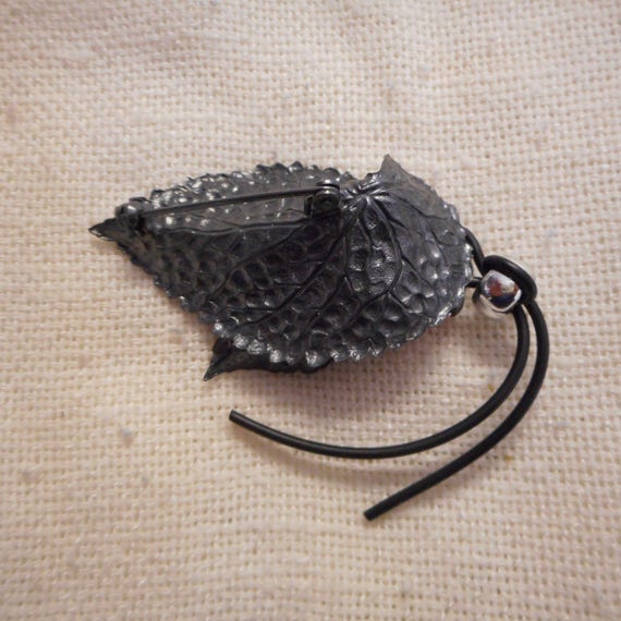 Ermani Bulatti Vintage New Silver Leaf Brooch wit… - image 2