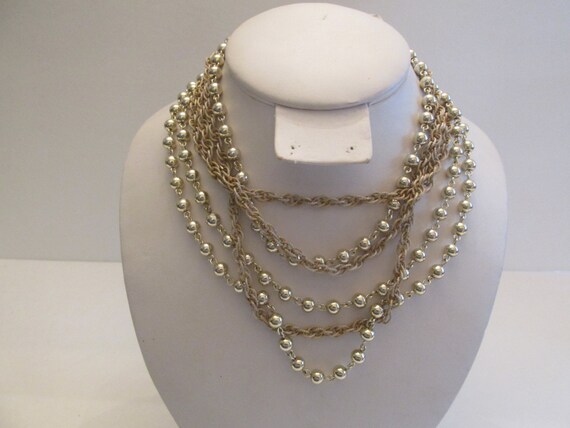 Vintage Signed Coro 6 Strand Bead and Ball Neckla… - image 2