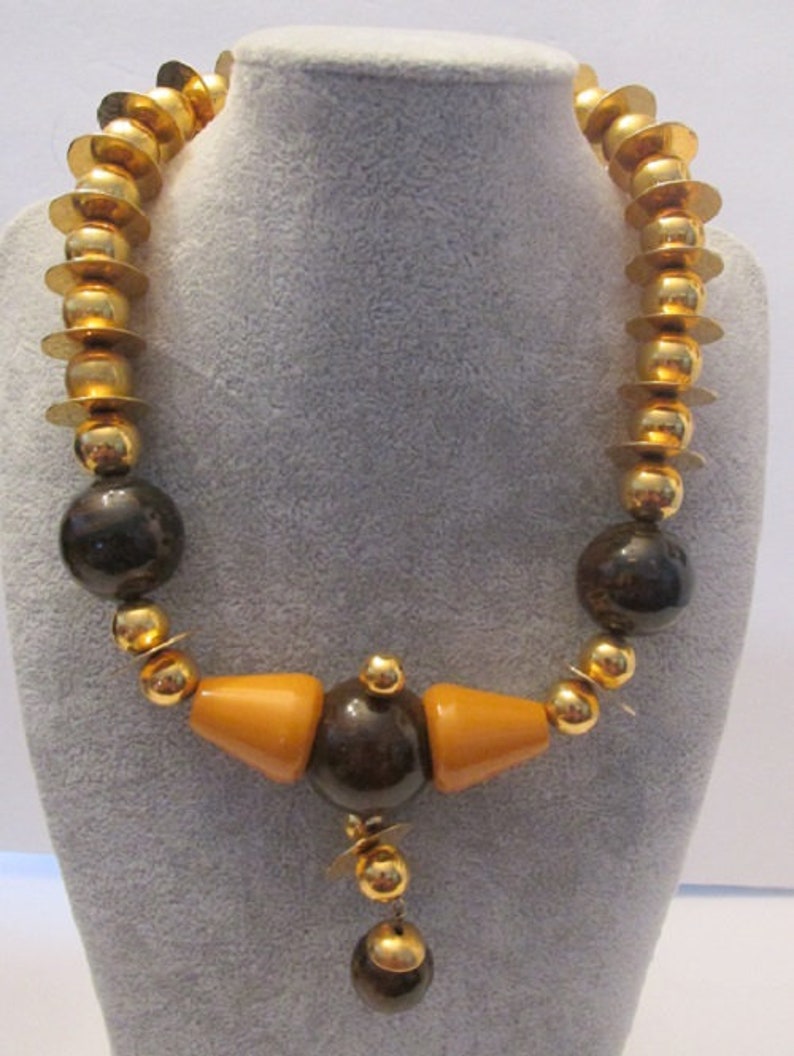 Stunning Vintage Chunky Boho Bakelite Big Beaded Necklace