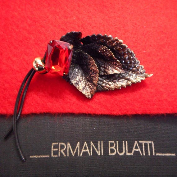 Ermani Bulatti Vintage New Bronze Leaf Brooch with