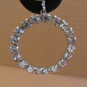 Vintage Coro Signed Chunky Rhinestone Hoop Dangle Earrings