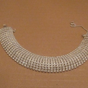 Vintage 60's  Big Sparkly Chunky Rhinestone Bracelet   8" With Safety Chain