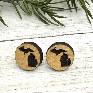 Michigan Wooden Post Earrings