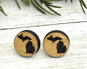 Michigan Wooden Post Earrings